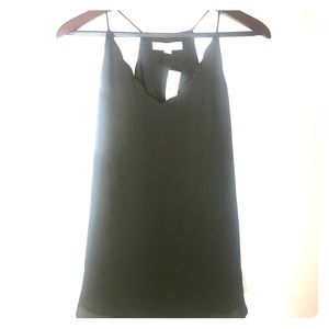scalloped dressy black razor back top